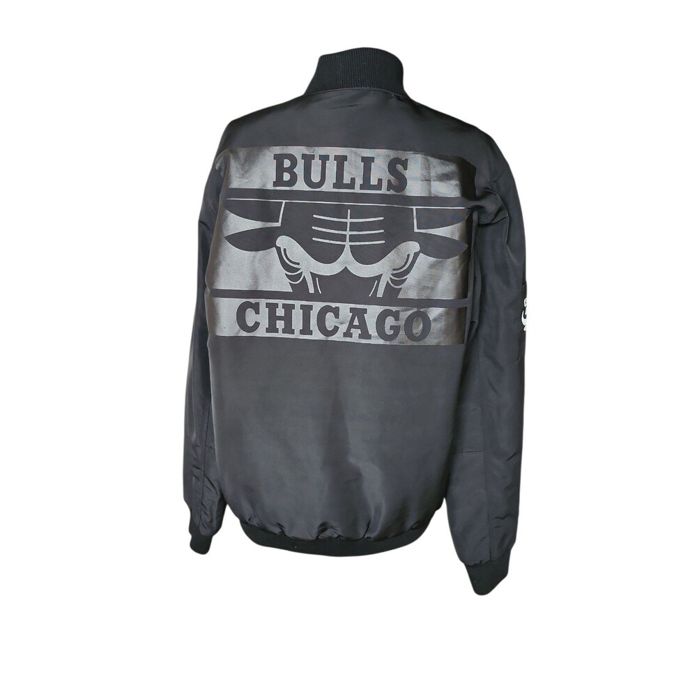 Unk NBA Chicago Bulls Bomber Jacket Mens Large Black Streetwear Basketball Gear